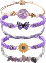 HEYu String beads Charm Bracelets set for Girls exquisite Cute Cartoon Daisy Butterfly Flower Beads Bracelets for woman and Teen girls Adjustable bracelet jewelry birthday Gift For Friends - Image 2