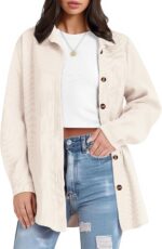 IN'VOLAND Womens Plus Size Corduroy Shirt Long Sleeve Button Down Shirts Fall Blouses Tops Casual Jacket Shacket - Image 2