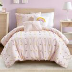 Intelligent Design Kids Twin Cotton Jacquard Weave Colorful Pom Pom Kids Comforter Sets, Down Alternative Shabby Chic All Season Girls Bedding, Bedroom Decor, Callie, Twin/Twin XL Pink 4 Piece - Image 2