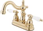 Kingston Brass KB1602PL Heritage 4-Inch Centerset Lavatory Faucet with Porcelain Lever Handle, Polished Brass - Image 2