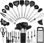Kitchen Utensil Set-Silicone Cooking Utensils-33 Kitchen Gadgets & Spoons for Nonstick Cookware-Silicone and Stainless Steel Spatula Set-Best Kitchen Tools, Useful Pots and Pans Accessories - Image 2