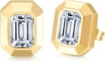 LEONIDS 1 Carat Emerald Cut Moissanite Earrings For Women | D Color VVS1 Clarit 925 Sterling Silver 14K Gold Stud Earrings | Birthday Jewelry Gifts for Her Mom Wife - Image 2