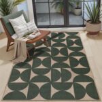 Lahome Modern Geometric Easy Jute 3x5 Entryway Washable Rug, Green Outdoor Carpet for Porch Patio, Neutral Semi-Circle Indoor Mat for Living Room Office Classroom - Image 2