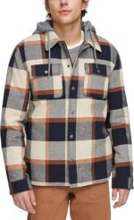 Levi's mens Plaid Sherpa Lined Hooded Shirt Jacket (Regular & Big & Tall Sizes) - Image 2