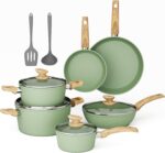 MAISON ARTS Pots and Pans Set Non Stick, 12 Piece Green Granite Kitchen Cookware Induction Compatible, Pot and Pan Sets for Cooking Nonstick - Image 2