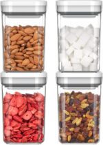 MR.SIGA 4 Pack Airtight Food Storage Container Set, BPA Free Kitchen Pantry Organization Canisters with One-handed Leak Proof Lids, 1L / 33.8oz, Medium, White - Image 2