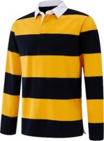 Mens Polo Shirts Striped Cotton Moisture Wicking Classic Collared Casual Golf Shirts for Men - Image 2