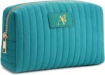 Monogrammed Make Up Bags for Women,Personalized Cosmetic Bags Women,Small Quilted Makeup Pouch,Cute Makeup Bag Travel,Birthday Gifts for Teen Girl (Blue A) - Image 2
