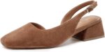 Mostrin Womens Chunky Low Heels D'Orsay Slingback Block Heel Pumps Closed Square Toe Dress Shoes for Work Office Daily Wedding - Image 2