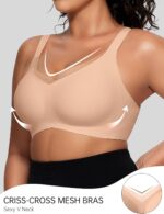 OEAK Womens Wireless Bras V Mesh Comfortable Bralette Supportive Tshirt Bra No Underwire Seamless Push Up Everyday Bras - Image 2
