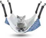 Pet Hammock for Cage Reversible Cat Hanging Hammock Soft Hanging Bed for Ferret Kitten Puppy Cats Small Dogs Rabbits Small Animals Double-Sided Pet Cage Hammock with Adjustable Straps & Plastics Hooks - Image 2