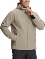 Pioneer Camp Men's Lightweight Softshell Waterproof Jacket Hooded Fleece Lined Windbreaker Rain Shell Jackets Hiking Outdoor - Image 2