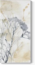 Renditions Gallery Canvas Botanical Art Prints for Living Room Misty Wildflower with Stem Abstract Nature Wall Hanging Decorations for Kitchen Office Home - 12"X24" LT521 - Image 2