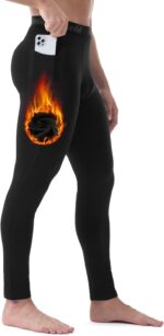 Runhit Men's Thermal Compression Pants with Pockets Base Layer for Cold Weather Wintergear Sports Running Leggings Tights - Image 2