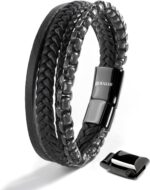 SERASAR Premium Leather Bracelet Men | Stainless Steel Magnetic Clasp | Three Colors | Jewelry Box Included - Image 2