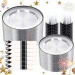 SUT 350 Pcs Black and Clear Plastic Dinnerware Set for 50 Guests, Include: 50 Dinner Plates, 50 Dessert Plates, 50 Pre Rolled Napkins With Silverware, 50 Cups, Disposable Plates for Party - Image 2