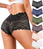 Sexy Womens Underwear High Waisted Lace Panties V Waist Soft Lightweight Breathable Ladies Briefs 6 Pack - Image 2