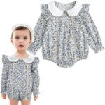 Simplee kids Baby Girl Romper Floral Long Sleeve Ruffle Romper Bodysuit Summer Spring Outfits - Image 2