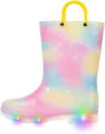 Toddler Kids Rain Boots Boys Girls Light Up Waterproof Boot with Handles - Image 2