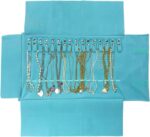 UnionPlus Velvet Travel Jewelry Roll Bag Organizer for Necklace, Elastic Band and Anti-winding, River Blue - Image 2