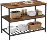 VASAGLE Kitchen Island with 3 Shelves, 47.2 Inches Width Kitchen Shelf with Large Worktop, Stable Steel Structure, Industrial, Easy to Assemble, Rustic Brown and Black UKKI01BX - Image 2