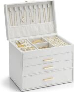 Vlando 4 Layer Large Jewelry Box - Jewelry Holder Organizer, Jewelry Box Organizer for Drawer Necklace Ring Bracelet and Watch, Birthday Gift for Loved Ones - White - Image 2