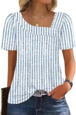 WIHOLL Womens Summer Tops Short Sleeve Shirts Square Neck Spring Outfits 2026 Fashion Clothing Blouses - Image 2