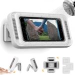 Waterproof Shower Phone Holder with 360° Rotation, Angle Adjustable, Enhanced Sound Quality, Wall Mounted Phone Holder for Bathroom Mirror Bathtub Kitchen, Up to 7 Inch (White) - Image 2