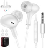 Wired Earbuds Noise Isolating for Chromebook PC School,3.5mm Headphone Ear Bud Wired with Mic Magnet Stereo Plug in Earphone Cord for Galaxy A25 A15 A12 A03s S10 for Moto/Switch/Laptop/Computer, White - Image 2
