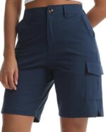 Women's Lightweight Hiking Cargo Shorts for Running Athletic Camping Travel Golf - Water Resistant with 5 Pockets - Image 2