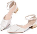 Women's Pumps Shoes Pointed Toe Low Heels Ankle Strap Closed Toe Wedding Party Dress Pumps - Image 2