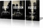 Xbolu Motivational Wall Decor Framed Grind Hustle Execution Wall Art Inspirational Canvas Wall Decor for Office Pictures Motivational Posters Artwork Office Ready to Hang - Image 2
