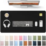 YSAGi Leather Desk Protector, Office Mat, Large Mouse Mat, Non-Slip PU Leather Blotter, Laptop Desk Mat, Waterproof Writing Pad for Office and Home (Black, 31.5" x 15.8") - Image 2
