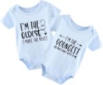 YSCULBUTOL Baby Twins Bodysuit I'm The Youngest Newborn Toddler Outfits Cute Baby Clothes Unisex Romper - Image 2