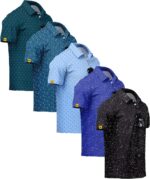 ZITY 5 Pack Mens Golf Shirt Short Sleeve UPF 50+ Moisture Wicking Performance Print Patterns Casual Golf Polo Shirts for Men - Image 2