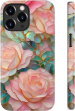 for iPhone 16 Pro Max Case Cute - Wireless Charging Compatible - Dual-Layer Hard Shell + Silicone Cover - Aesthetic Protective Trendy Phone Case for Women - Blooming Pink Rose - Image 2