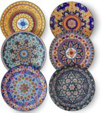 glowworm Dinner Plates, 10.5 Inch Ceramic Plates Set of 6 for Steak, Snacks, Pizza, Cake, Colorful Serving Dishes for Kitchen, Housewarming Gift, Microwave, Oven & Dishwasher Safe, Bohemian - Image 2