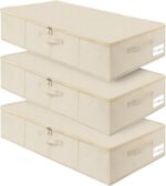 punemi Underbed wedding dress storage box, 2 Pack Clothing Storage Bags W/Upgraded Handles, Large Capacity Underbed Shoe Container Organizer for Blanket, Pillows, Comforters & Quilts, Beige - Image 2