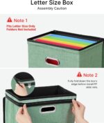 Oterri 2 Pack File Organizer Boxes with Lids, File Box with Mesh Pockets, Document Organizer Box for File Folders Letter Size, Zippers Filing Box for Home, Office, School (Green, Without Folders) - Image 6