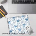 Coquette Navy Blue Bow Floral Mouse Pad 9.5x7.9 Inch, Preppy Girly Blue Bow Flower Aesthetic Mouse Pads for Wireless Mouse Computers Laptop Desk Accessories, Preppy Girly Office Supplies - Image 4