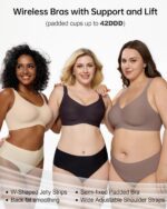 HORISUN Seamless Bras Full Coverage Wireless Push Up Bra for Women No Underwire Comfort V Neck Bralettes with Support - Image 3