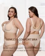 HORISUN Seamless Bras Full Coverage Wireless Push Up Bra for Women No Underwire Comfort V Neck Bralettes with Support - Image 4
