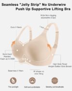 HORISUN Seamless Bras Full Coverage Wireless Push Up Bra for Women No Underwire Comfort V Neck Bralettes with Support - Image 5