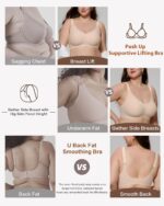 HORISUN Seamless Bras Full Coverage Wireless Push Up Bra for Women No Underwire Comfort V Neck Bralettes with Support - Image 6