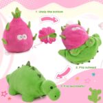 MIAODAM Reversible Dragon Fruit Dinosaur Plush Toys, Zip Flip Stuffed Animals, Cute Dinosaur Plushie in A Dragon Fruit, for Baby, Boys & Girls (30cm/11.8in) - Image 3