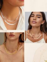 ChainsHouse Flat Snake Chain Herringbone Choker Necklace for Women, Stainless Steel/Rose Gold/18K Gold Plated Dainty Adjustable Simple Short Layered Necklaces, 12"/15"/18" with 3.5" Extender - Image 4