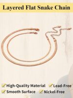 ChainsHouse Flat Snake Chain Herringbone Choker Necklace for Women, Stainless Steel/Rose Gold/18K Gold Plated Dainty Adjustable Simple Short Layered Necklaces, 12"/15"/18" with 3.5" Extender - Image 5