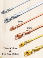 ChainsHouse Flat Snake Chain Herringbone Choker Necklace for Women, Stainless Steel/Rose Gold/18K Gold Plated Dainty Adjustable Simple Short Layered Necklaces, 12"/15"/18" with 3.5" Extender - Image 8