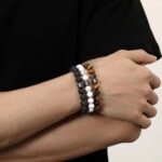 Mens Beaded Bracelets, 8MM Beaded Bracelets for Men, Natural Tiger Eye Bead Bracelet, Stretch Elastic Beads Bracelets for Men - Image 3