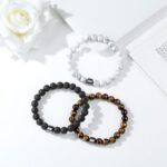 Mens Beaded Bracelets, 8MM Beaded Bracelets for Men, Natural Tiger Eye Bead Bracelet, Stretch Elastic Beads Bracelets for Men - Image 7